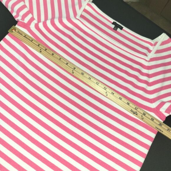 Talbots Pink White Striped Stretch Top XL - Picture 6 of 8
